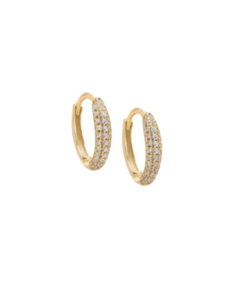 I Am More Jewels E84655 Pave Graduated Huggie Earrings Gold