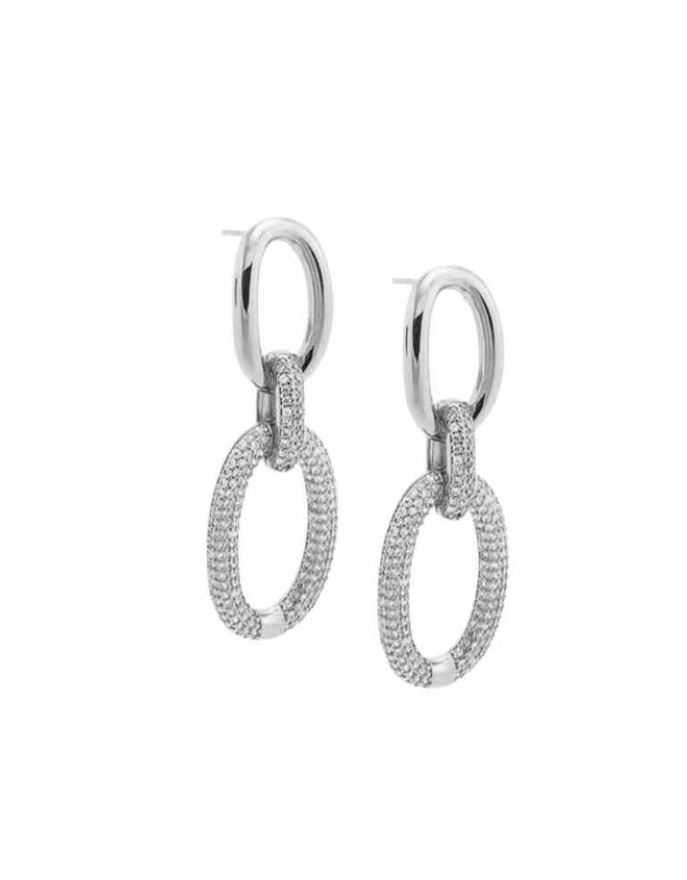 I Am More Jewels E74370 Solid Pave Open Circle Drop Stud Earrings Silver