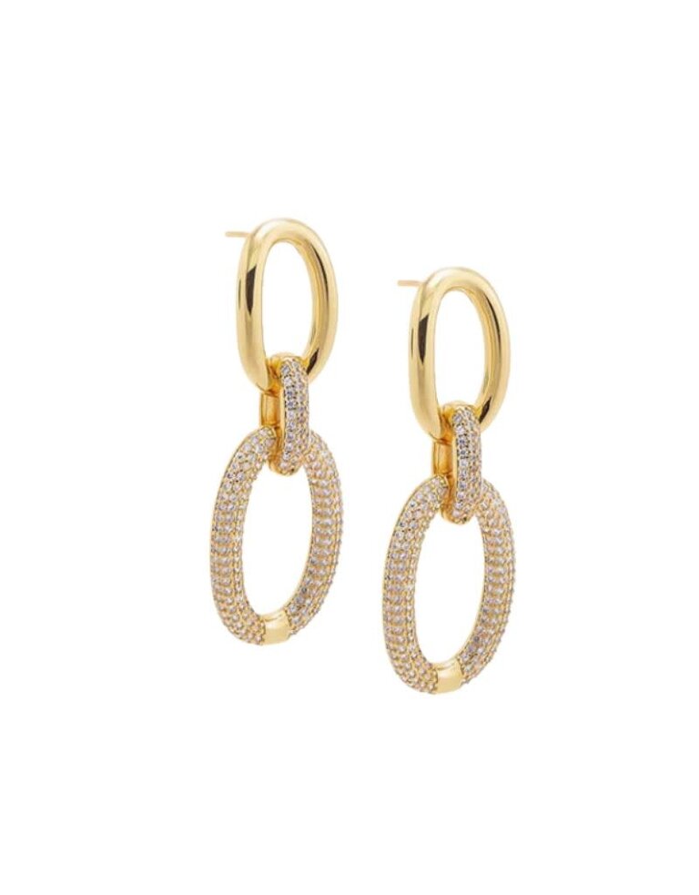I Am More Jewels E74370 Solid Pave Open Circle Drop Stud Earrings Gold