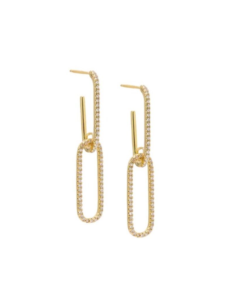 Adina Eden E74134 Double Pave Drop Link Stud Earrings Gold