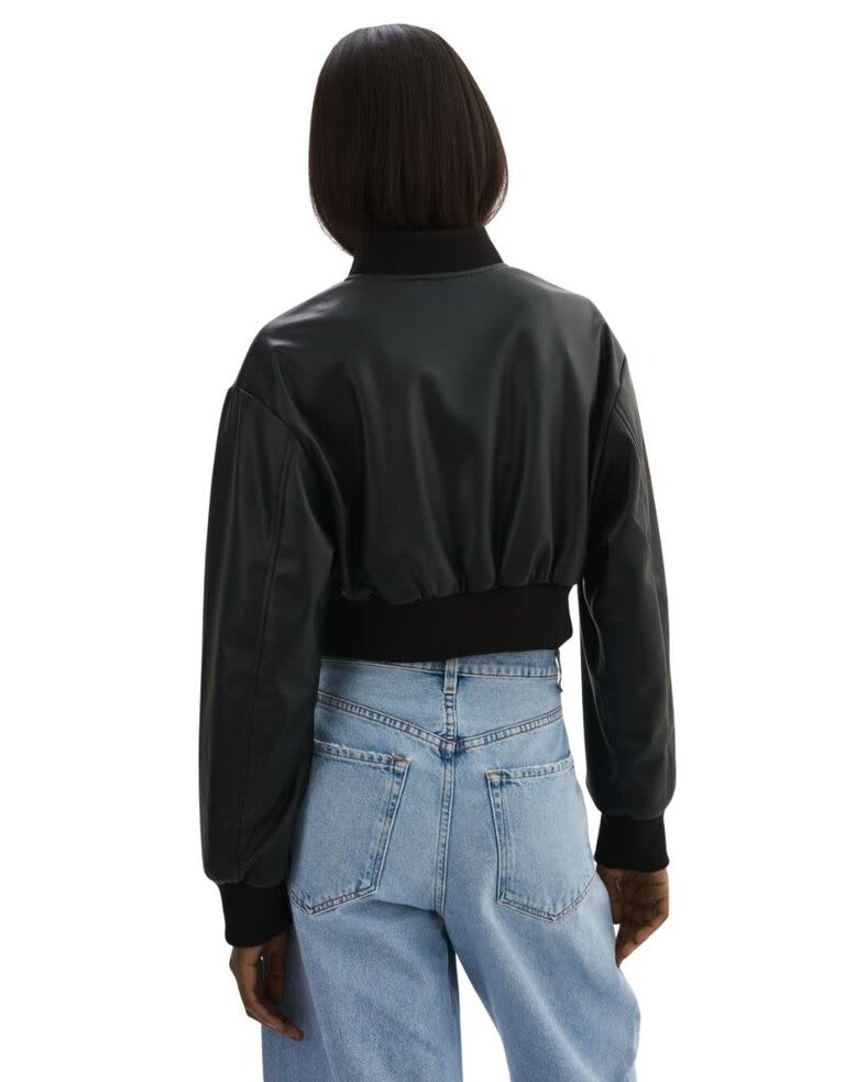 Lamarque Evelin Faux Leather Cropped Bomber Black F23