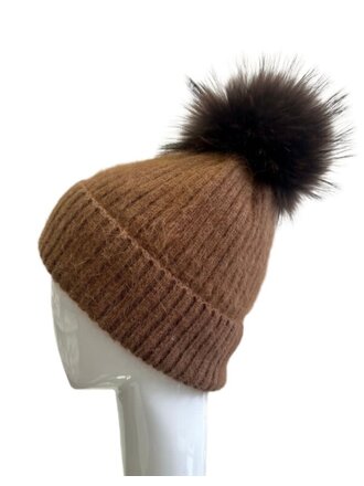Linda Richards Angora Blend Hat with Genuine Fur Pom Pom - Murray's Toggery  Shop