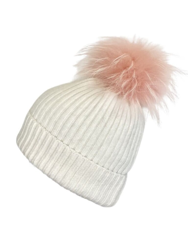 Linda Richards HA-62W Mohair Wool Hat Buble Gum Pom