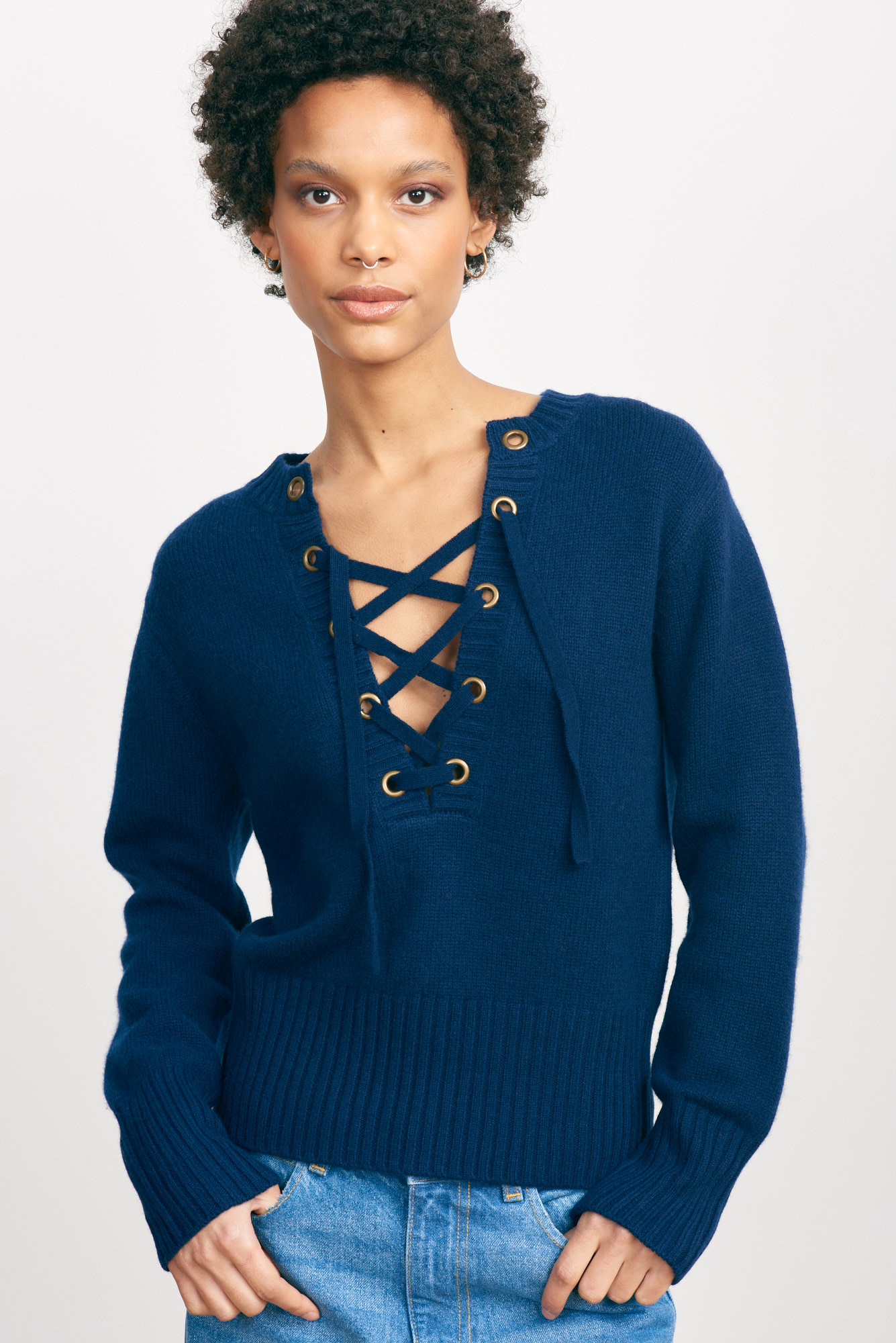 Lace Up Vee Shark Navy F23 - I Am More Scarsdale