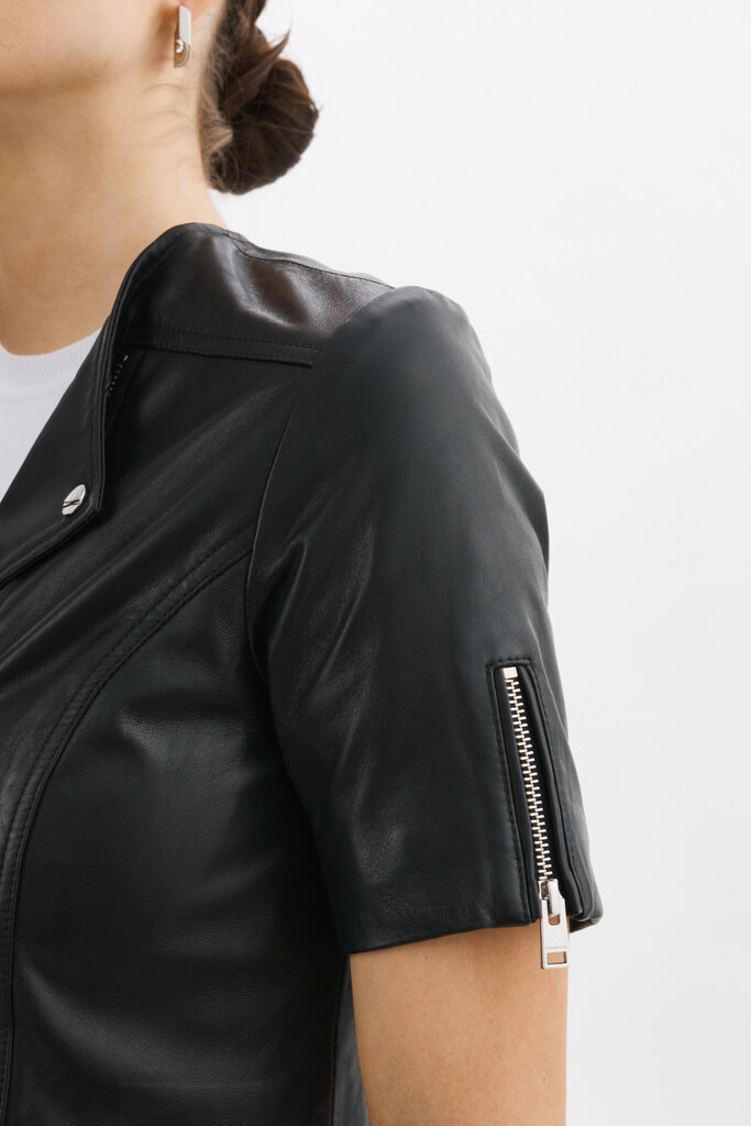 Lamarque Kirsi Leather Crop Jacket Black F23