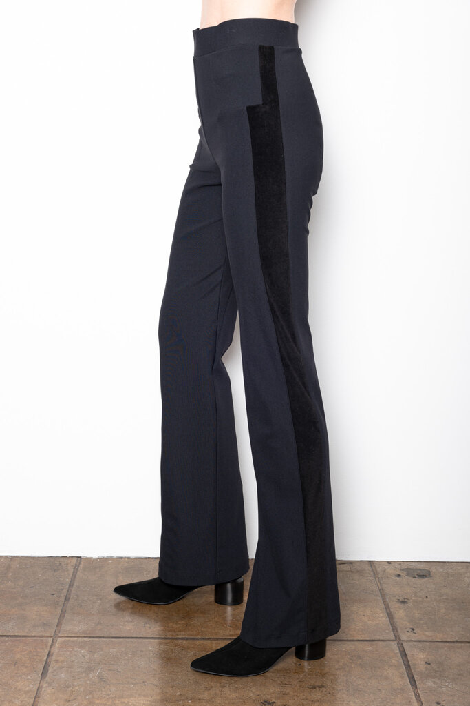 Elaine Kim Tech Stretch Pants with Velvet Stripe Black H23
