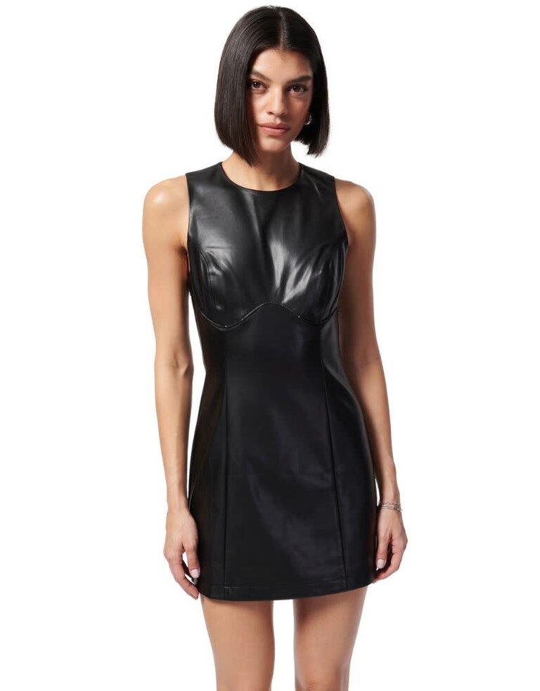 CAMI NYC Juvia Vegan Leather Dress Black H23