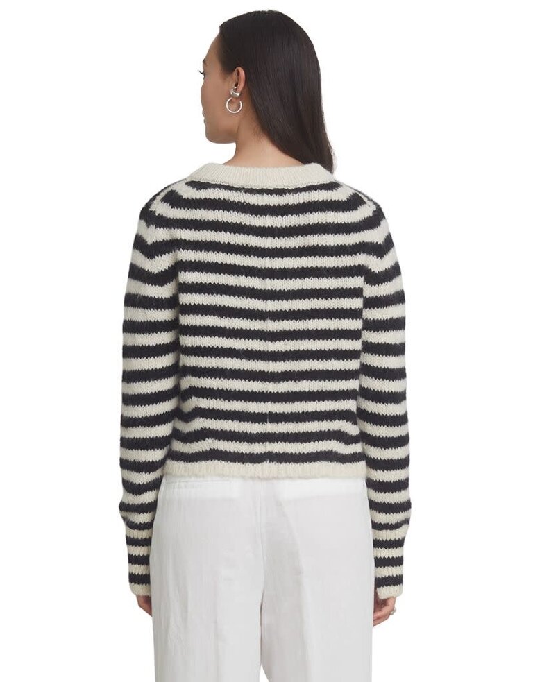 Eleven Six Ava Stripe Sweater Ivory and Black PS24