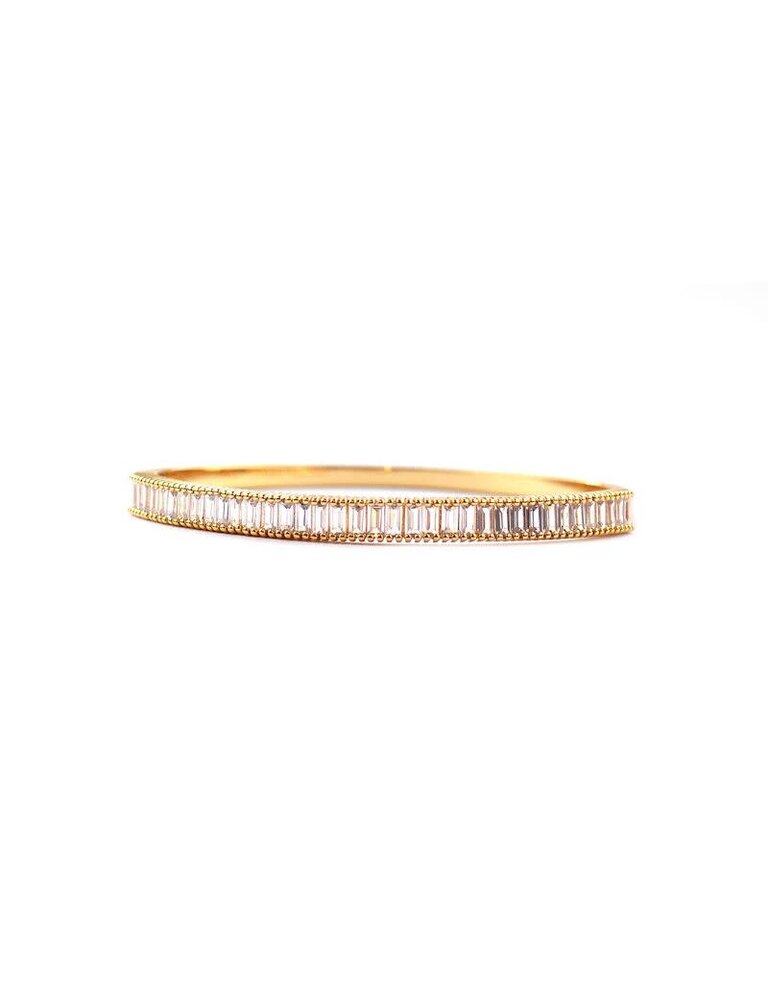 Marlyn Schiff 2303B Sterling Baguette CZ Hinged Bangle Gold Plated