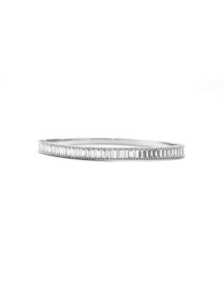 Marlyn Schiff 2303B Sterling Baguette CZ Hinged Bangle Sterling Silver