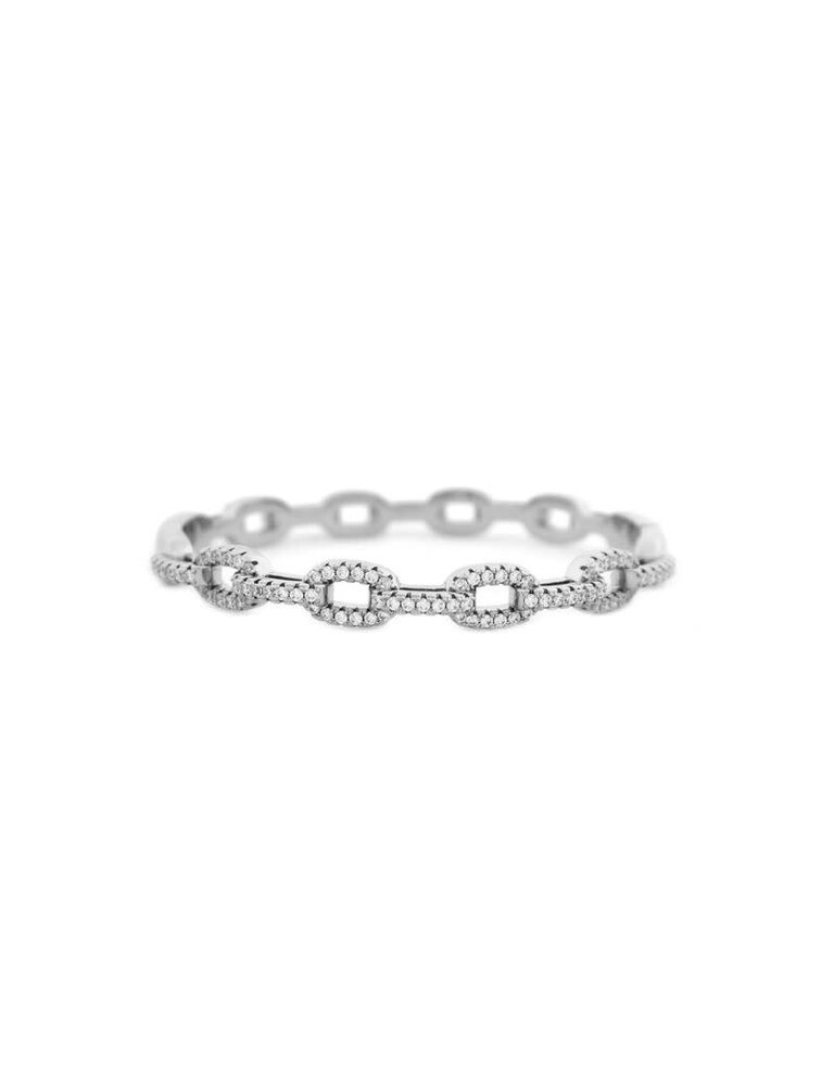 Marlyn Schiff 2713B Sterling Pave CZ Link Bangle Sterling Silver