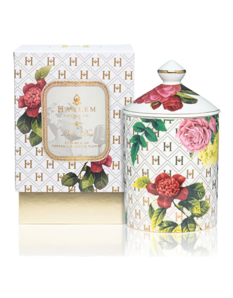 Harlem Candle Co Lady Day White Floral Ceramic Luxury Candle