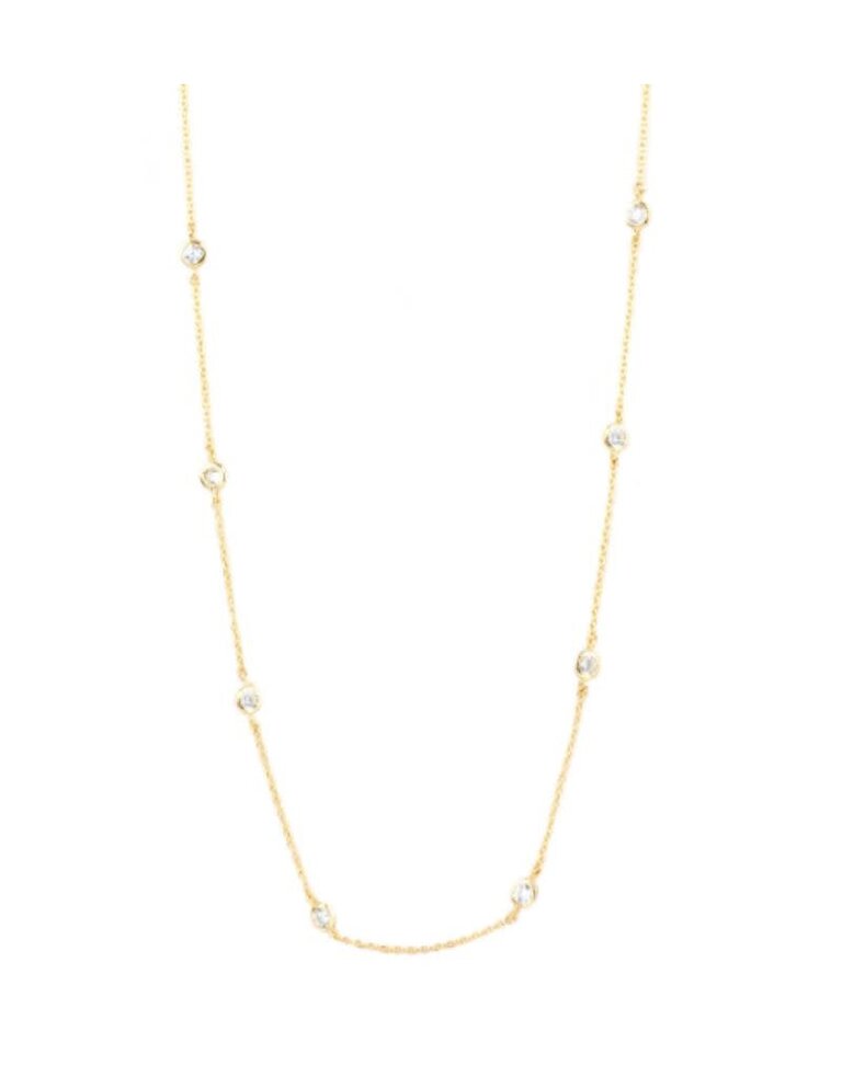 Marlyn Schiff 2042N Gold Plated-Sterling 24" CZ Bezel Set Necklace