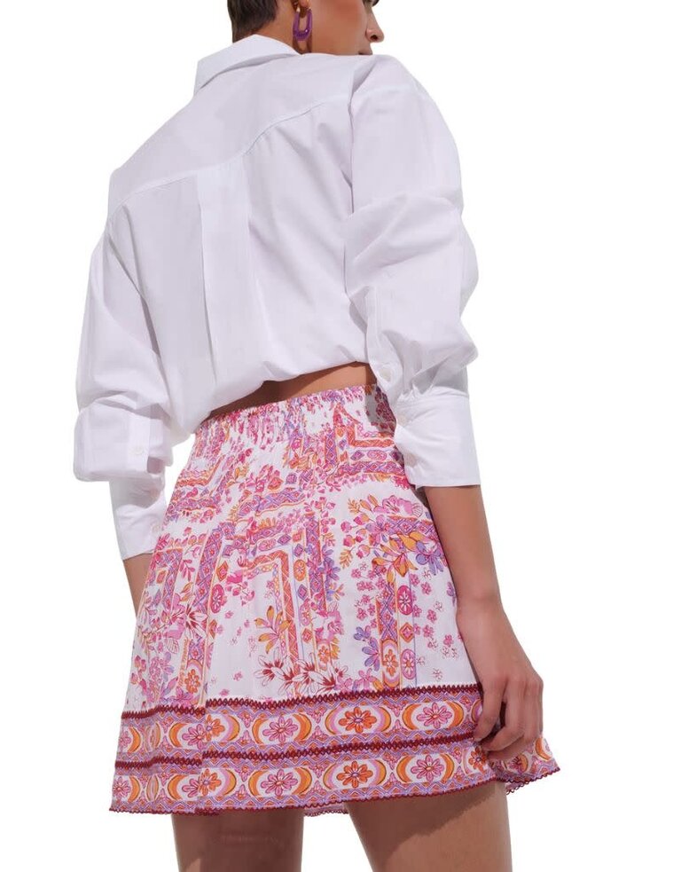 Poupette St Barth Mini Skirt Reine V Pink Foulard R24