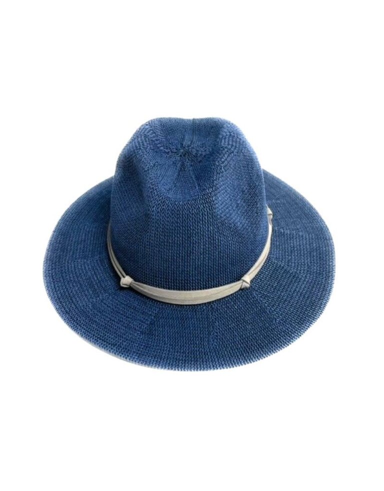 Shihreen 23S-0223 Woven Fedora Brim Hat With Tie Navy 24
