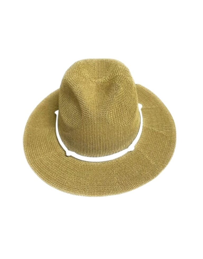 Shihreen 23S-0223 Woven Fedora Brim Hat With Tie Natural 24
