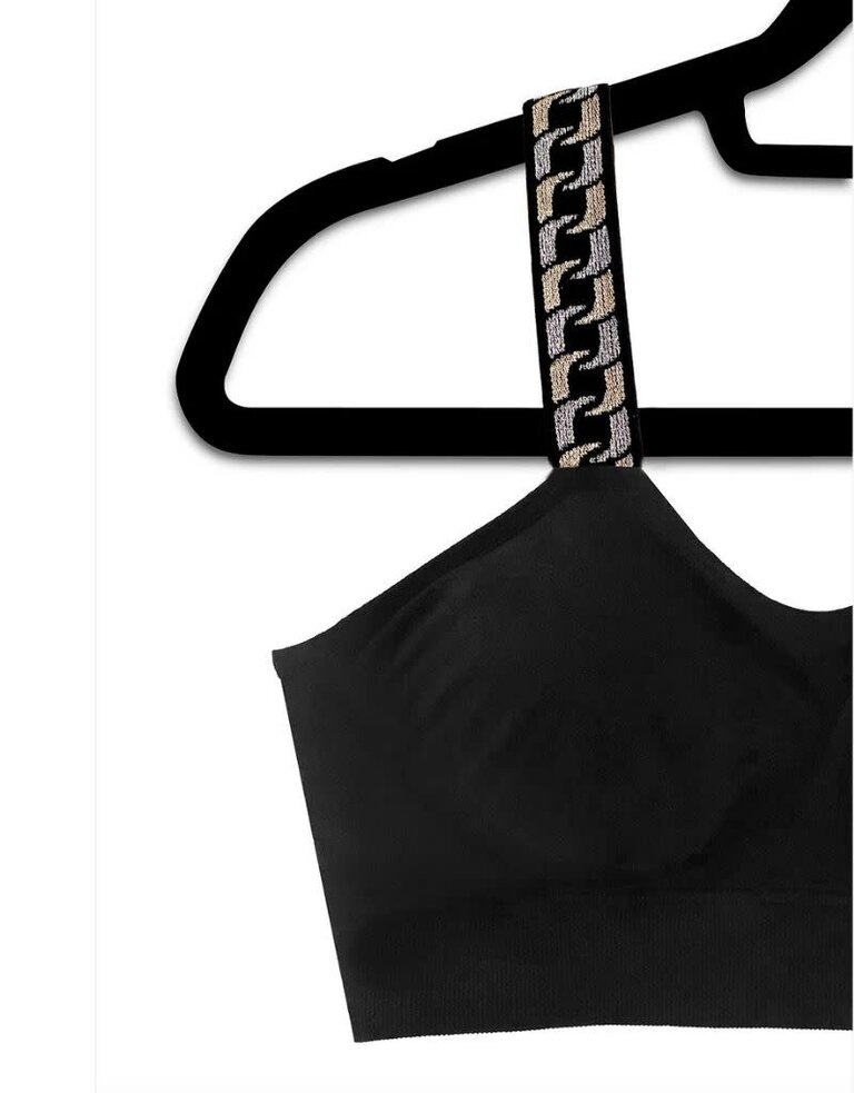 Strap-Its Black Bra Attached Strap Metallic Chain