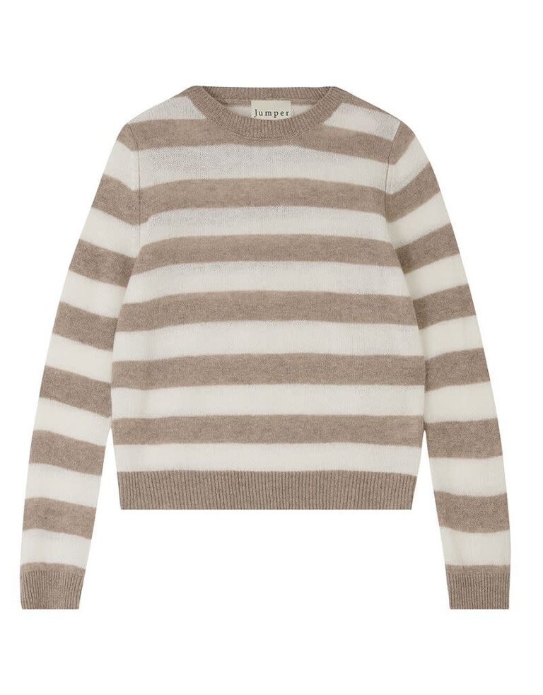 Jumper 1234 Stripe Crew V2 Org light brown Cream  S24