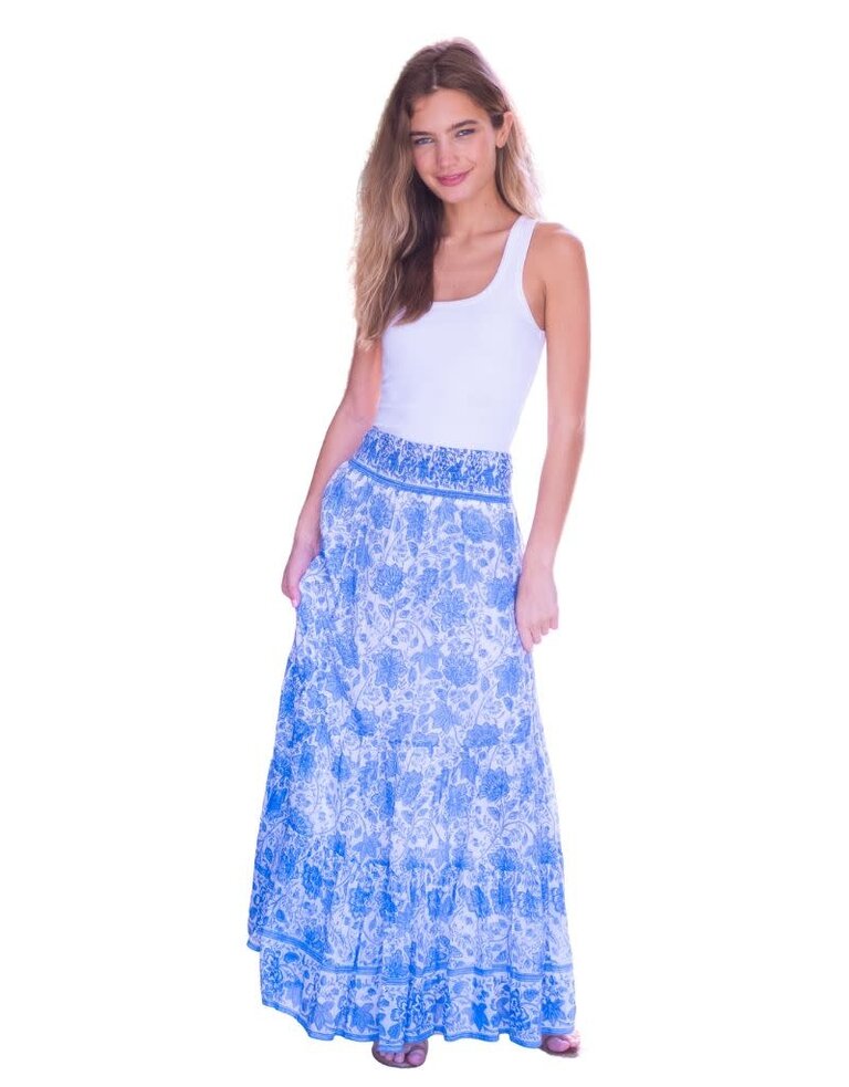 Bell Pia Maxi Skirt Blue Floral 9 S24