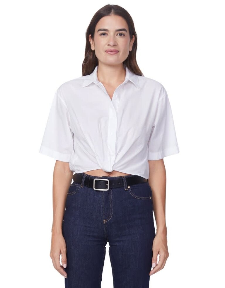 Stateside Voile Short Sleeve Cropped Twist Shirt White S24