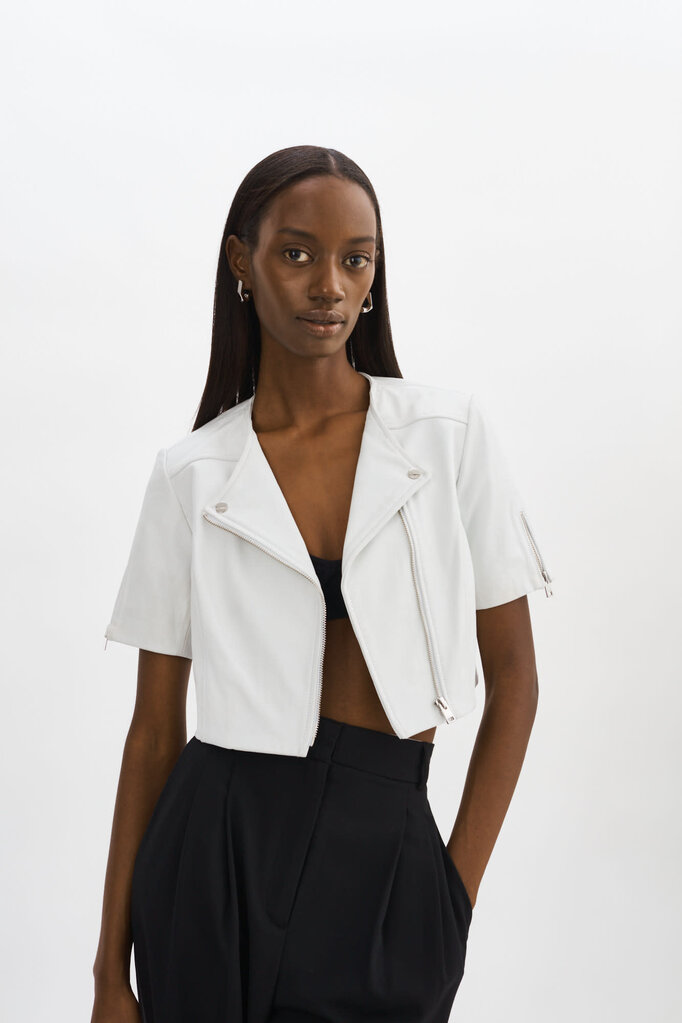 Lamarque Kirsi Leather Crop Jacket White S24