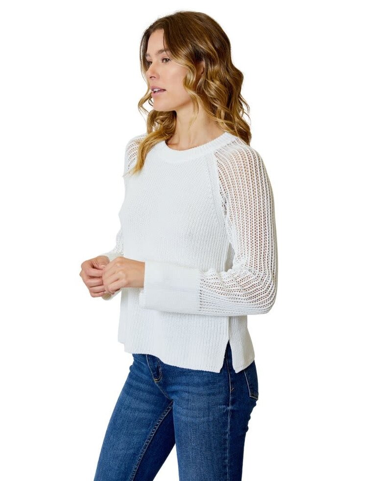 Design History Open Sleeve Long Sleeve Sweater New White S24