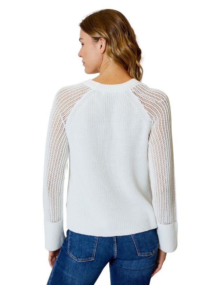 Design History Open Sleeve Long Sleeve Sweater New White S24