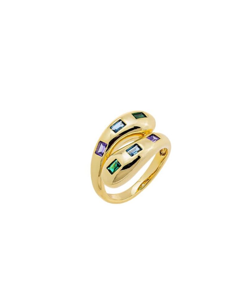 I Am More Jewels R93062-BRGLD Colored Scattered Baguette Wrap Ring Gold Size 7