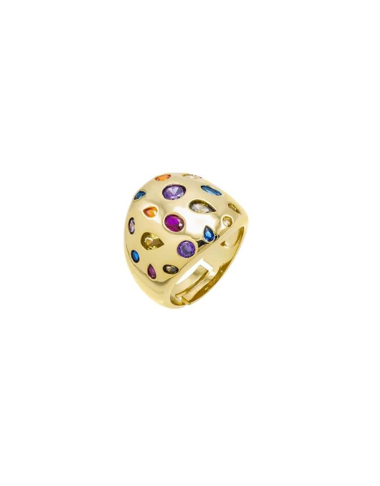 I Am More Jewels R93956-BRGLD Colored Multi Shape Scattered Dome Ring Multi Color Size 7