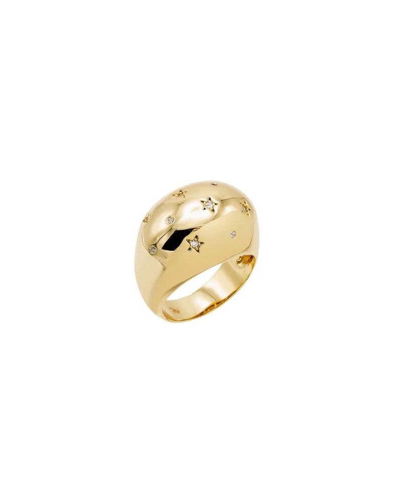 I Am More Jewels R03306-BRGLD Chunky Scattered CZ Dome Ring Gold Size 7