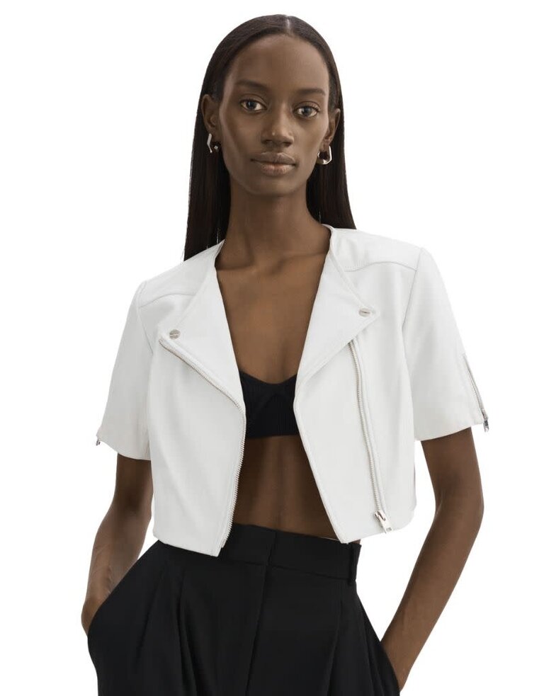 Lamarque Kirsi Leather Crop Jacket White S24