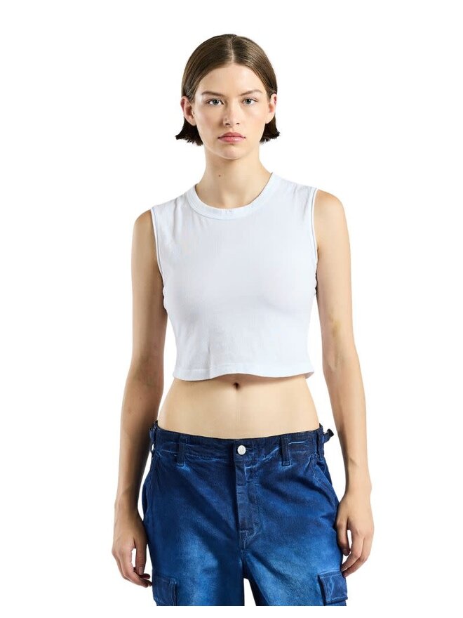 American Apparel Womens Cotton Spandex Sleeveless Crop Top Shirt :  : Clothing, Shoes & Accessories