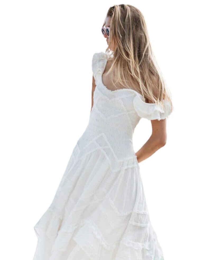 LoveShackFancy Brin Dress Bright White S24
