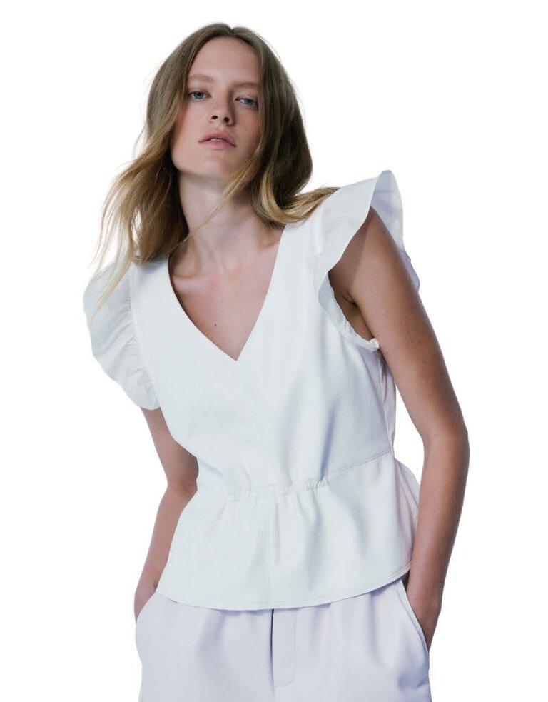 Melissa Nepton Haile Mixed Media Cinched Top White S24