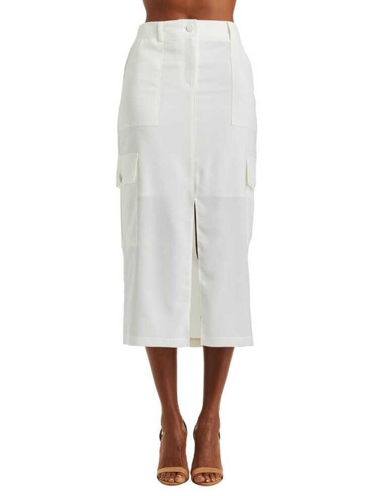 Drew Danica Washed Satin Skirt White S24