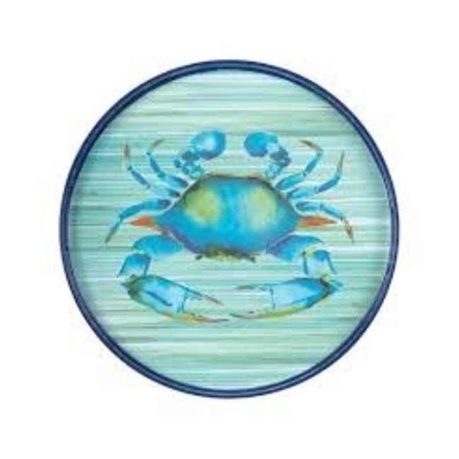 Rock Flower Paper 18 Round Tray Blue Crab Main Street Kitchens