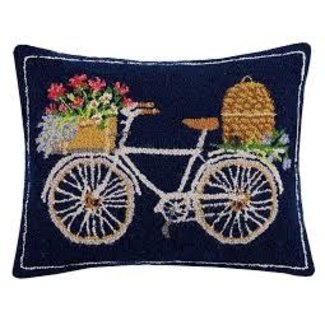 Peking Handicraft Peking Handicraft Hook Pillow 20x16- Bicycle with Basket