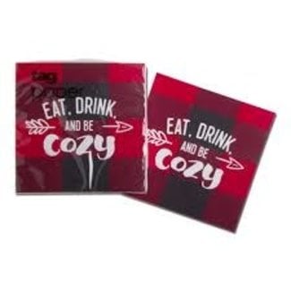 Tag Cocktail Napkin- Eat Drink and Be Cozy