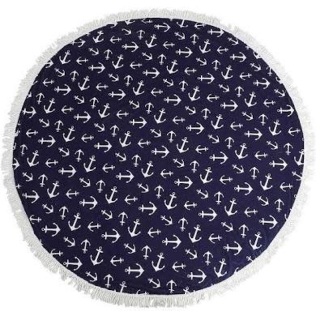 60" Round Beach Towel Anchors Main Street Kitchens