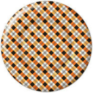 Boston International Paper Plates - Plaid Pumpkin's Round