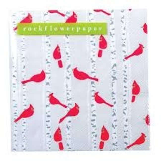 RockFlowerPaper Rock Flower Paper Cocktail Napkins- Cardinals Birch Trees