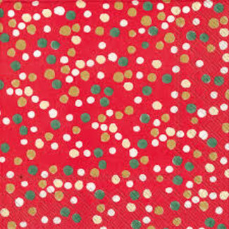 Boston International Luncheon Napkins- Dolly Red( Red with white, green and gold dots)
