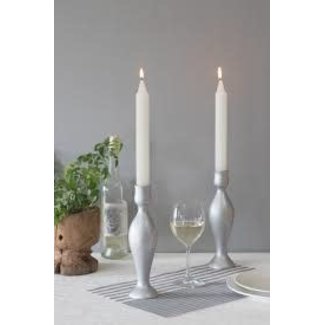 Vance Kitira Solid Wood Candle Stick-  Silver