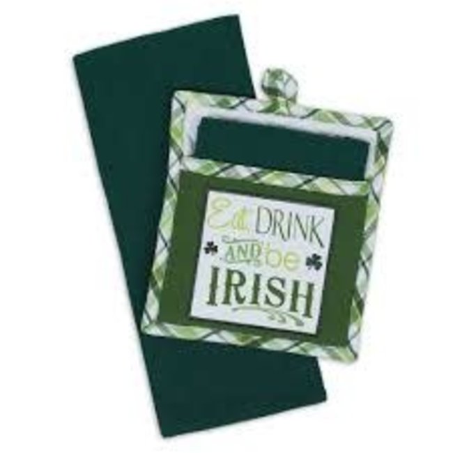 DII Drink and Be Irish Gift Set Dish Towel and Pot Holder