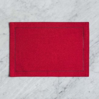 Harman Harman Hemstitch Linen Look Placemat -  Red