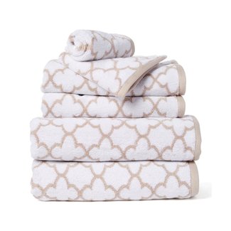 Irongate Jacquard Bath Towel - Sand/White