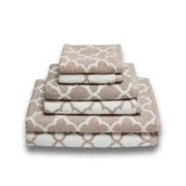 Irongate Jacquard Wash Cloth - White/Sand