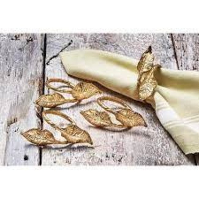 Tag Napkin Ring Set of 4 - Gold Leaves