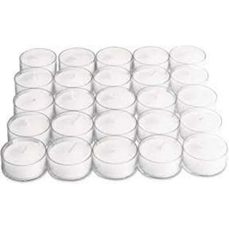 Tag Candles Clear Cup Tealights (Set of 25) - White