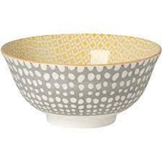 Now Designs Now Designs Bowl Stamped 6inch- Gray Dots/Yellow